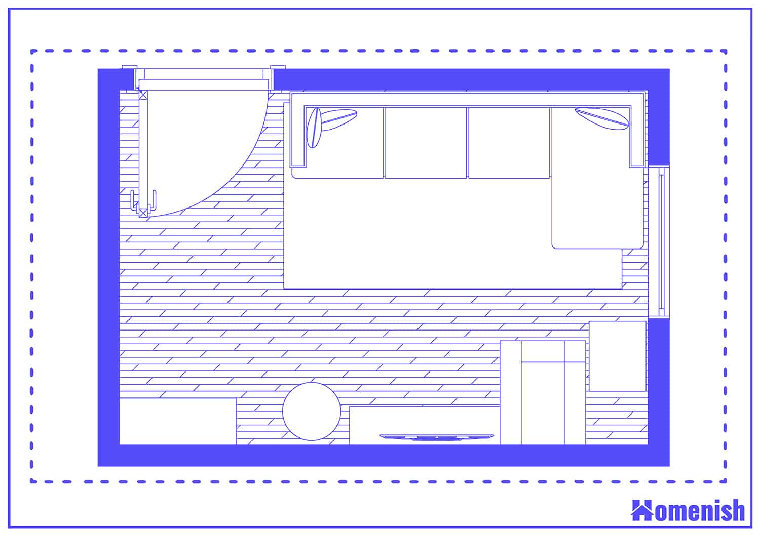 Large Sofa in Small Living Room Floor Plan