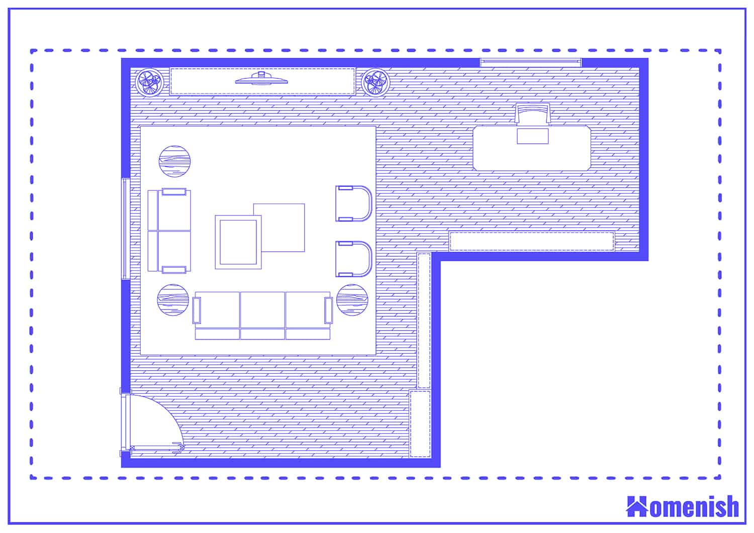 Living Room and Home Office Layout