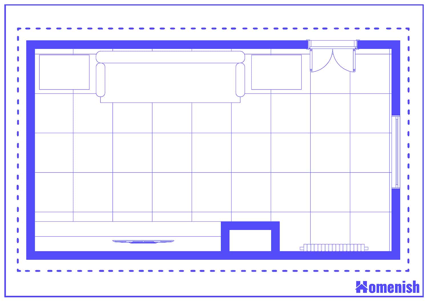 Simple Sofa Room with TV Floor Plan