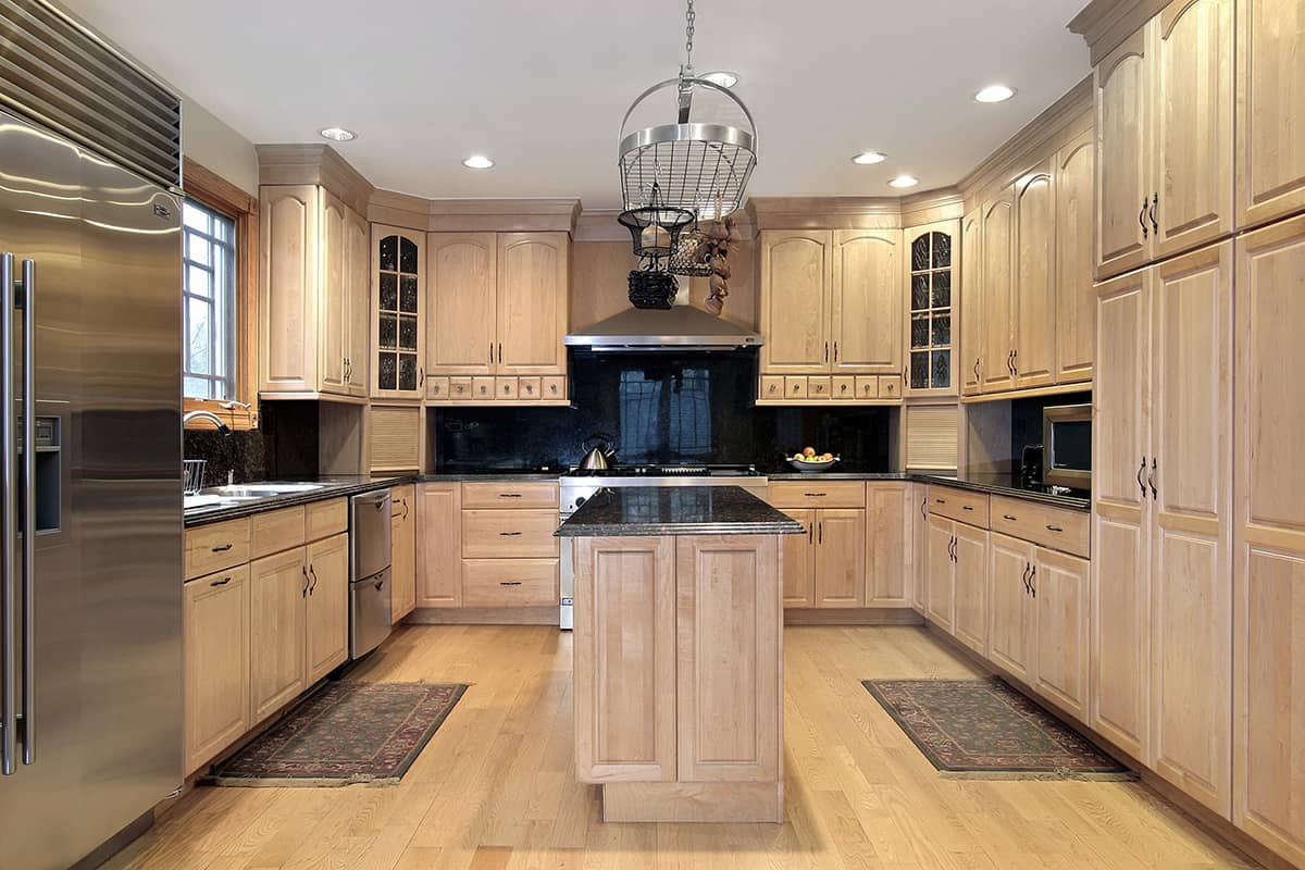 Beige Floors and Oak Cabinets