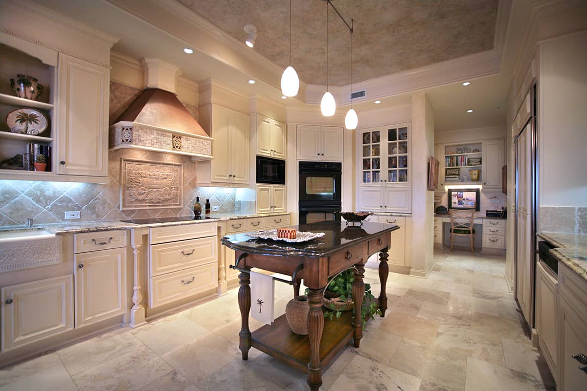 Beige Tile Floors and White Cabinets