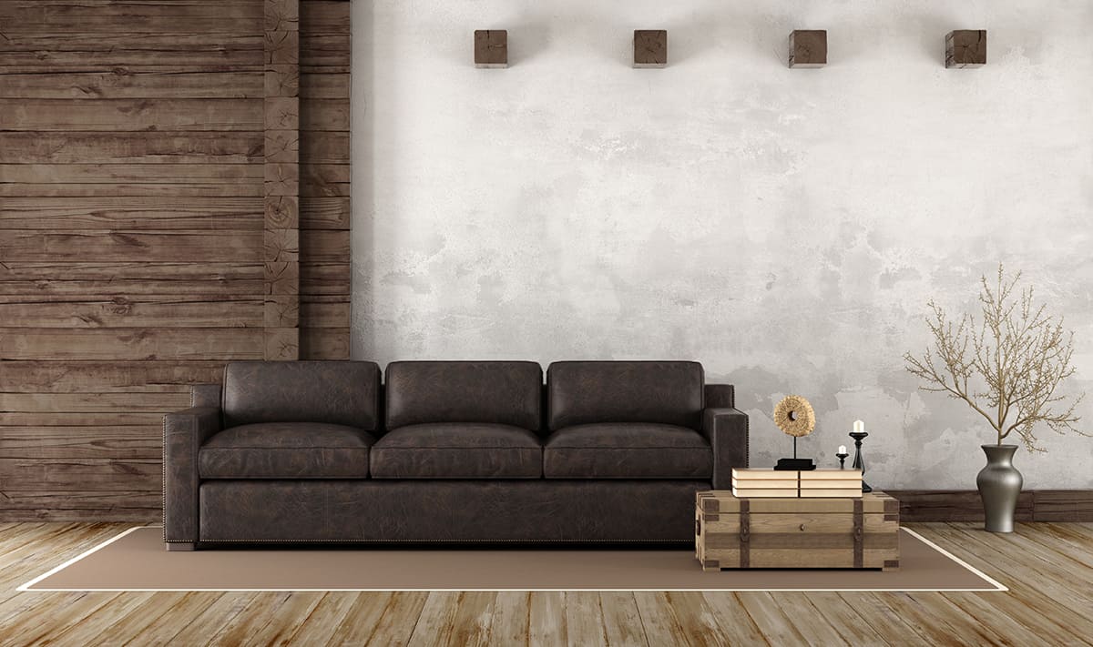 Black Couch and Rustic Style