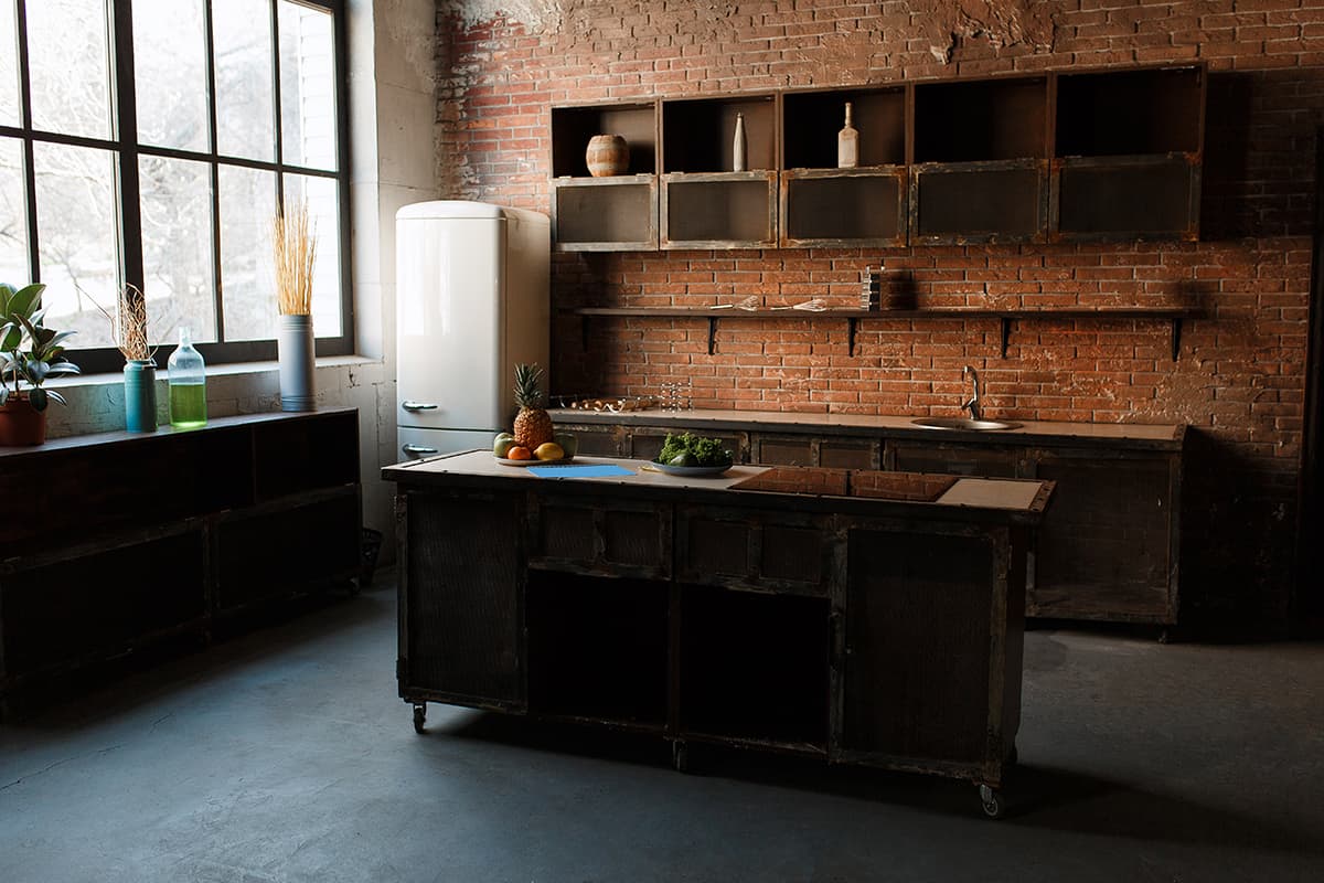 Black Floors and Cherry Cabinets