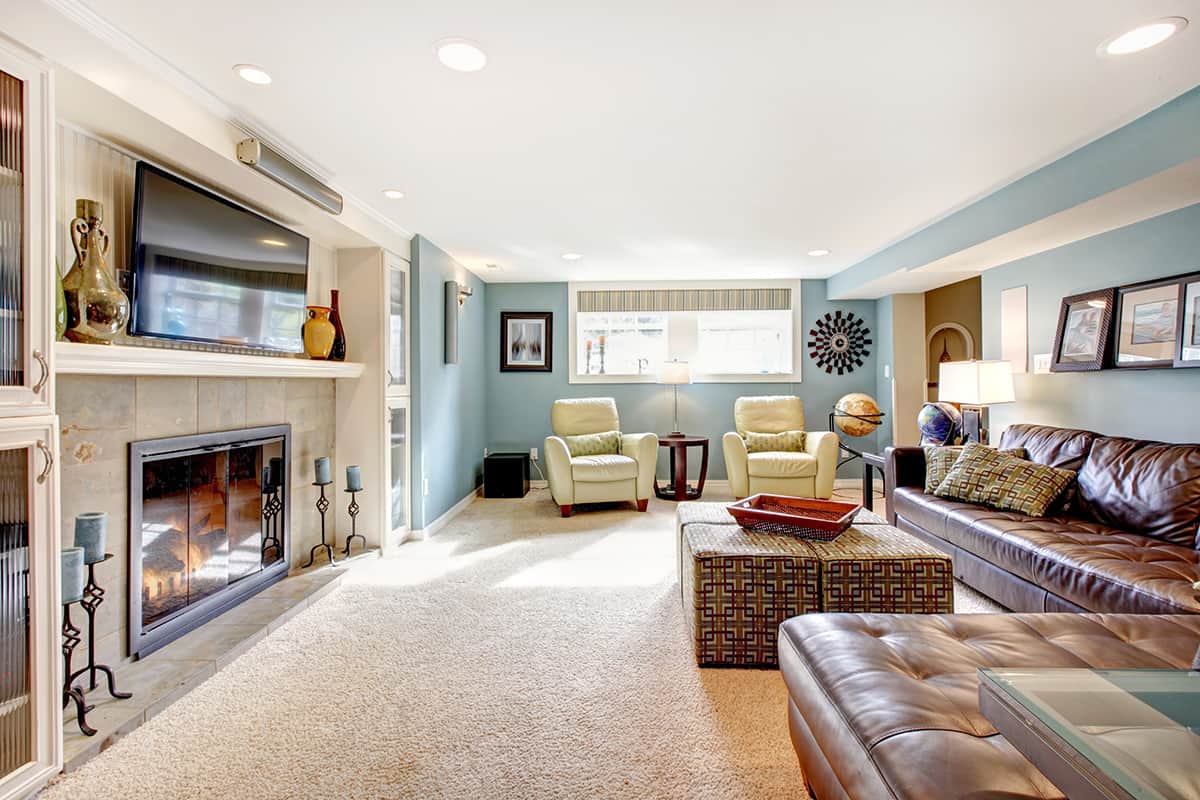 Blue Walls and Beige Carpet