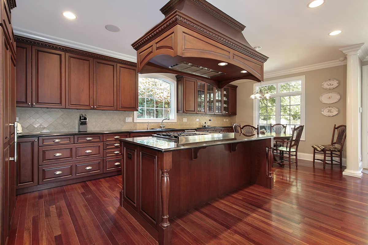 Dark Wood Floors and Cherry Cabinets