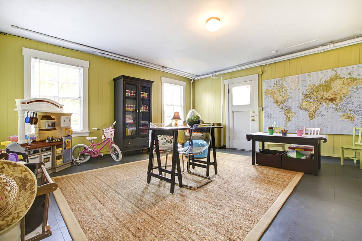 Green Walls and Beige Carpet