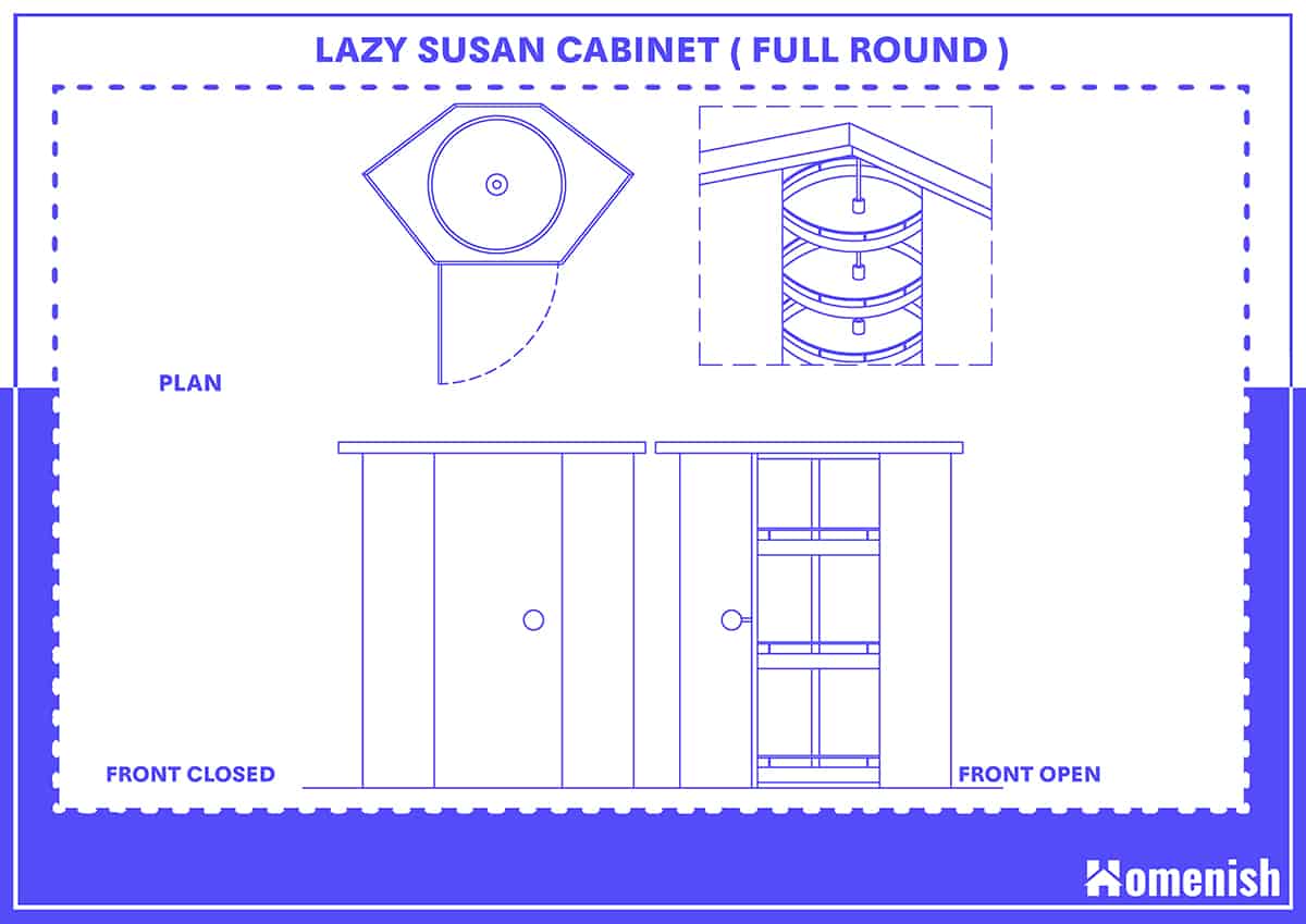 Full Round Lazy Susan Cabinet and Size