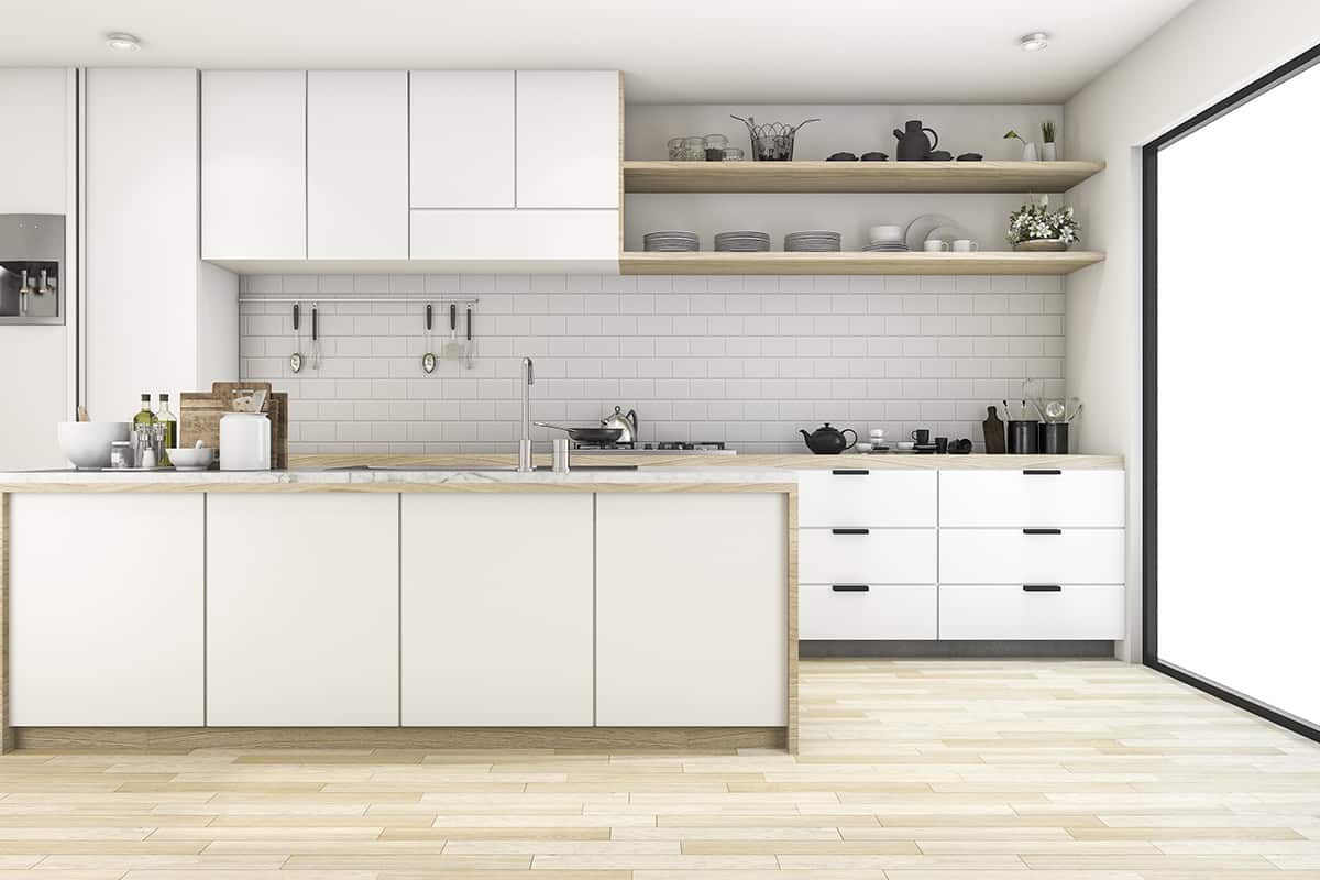 Light Wood Floors and White Cabinets