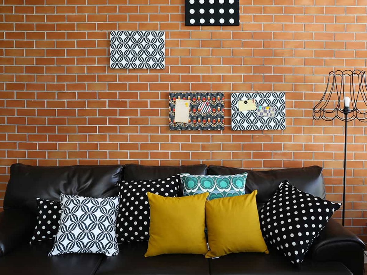 black sofa with pillows