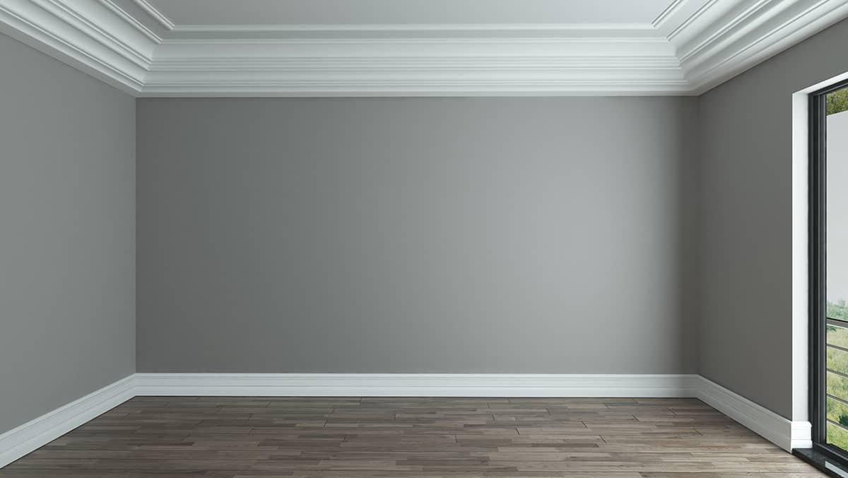 White trim and gray walls