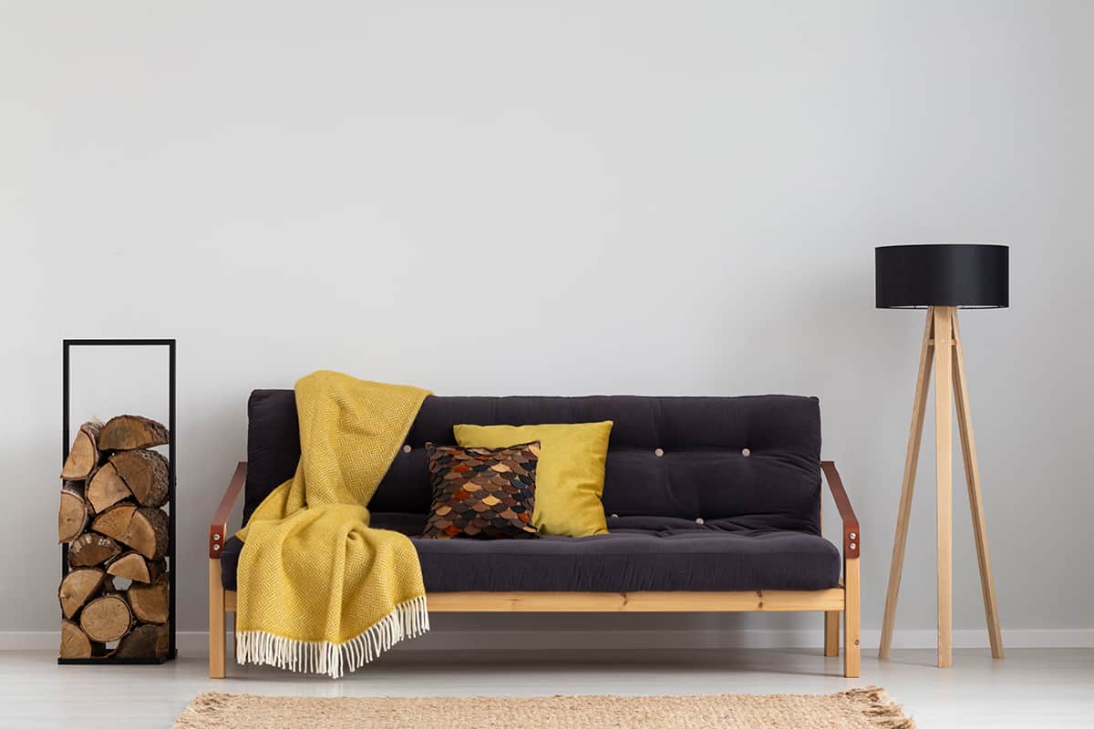 Yellow Pillow and Black Couch