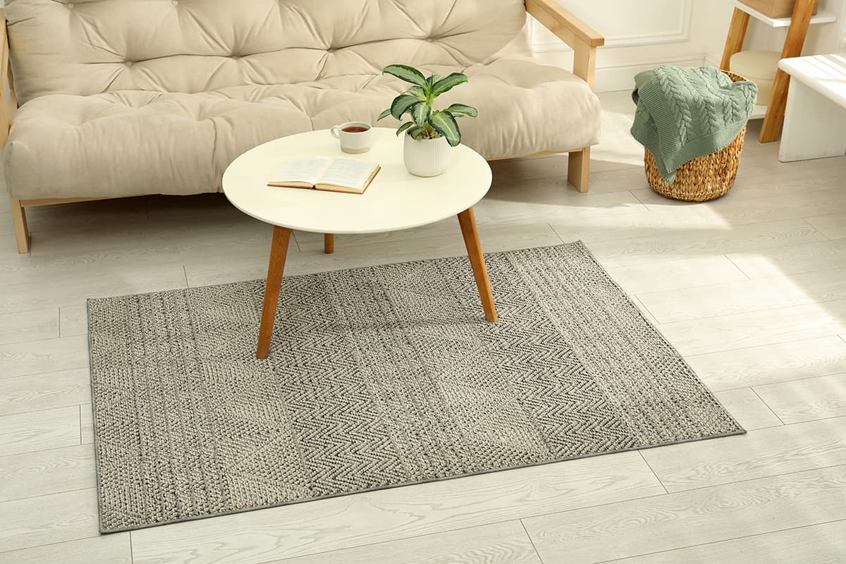 A Patterned Rug to Enhance the Grey Floor