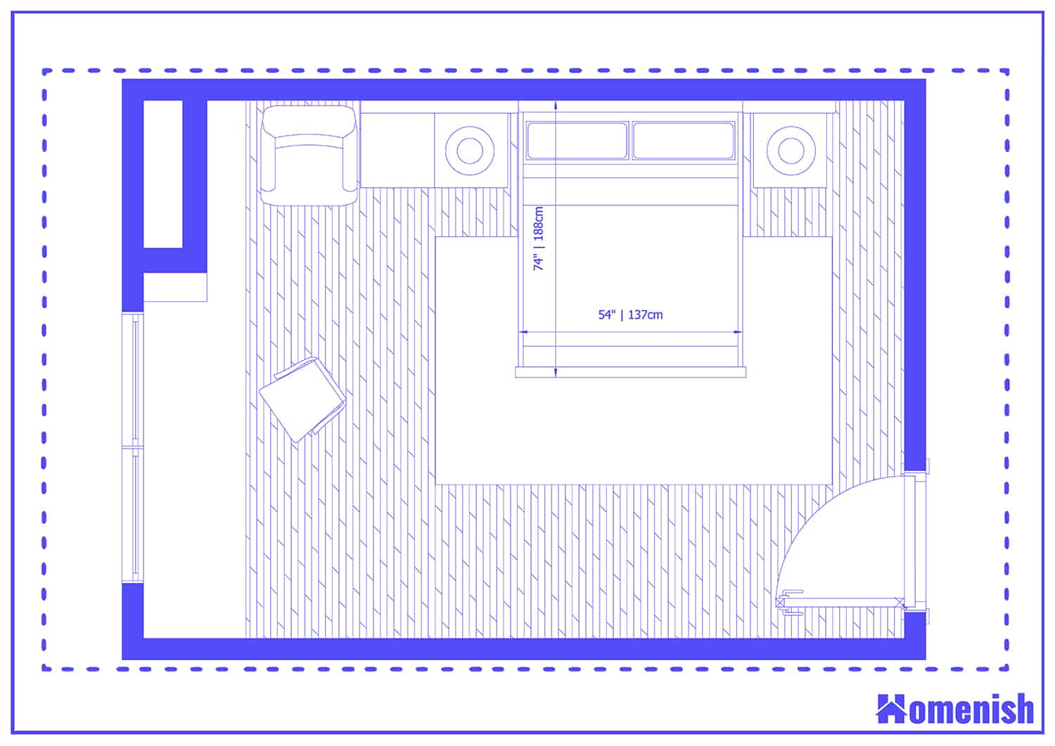 Bright Bedroom with Desk and Storage Floor Plan