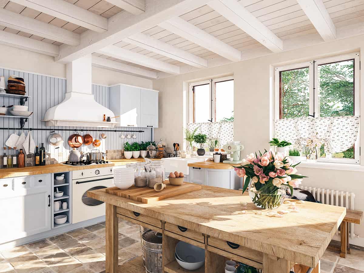 Bright Rustic Kitchen Layout