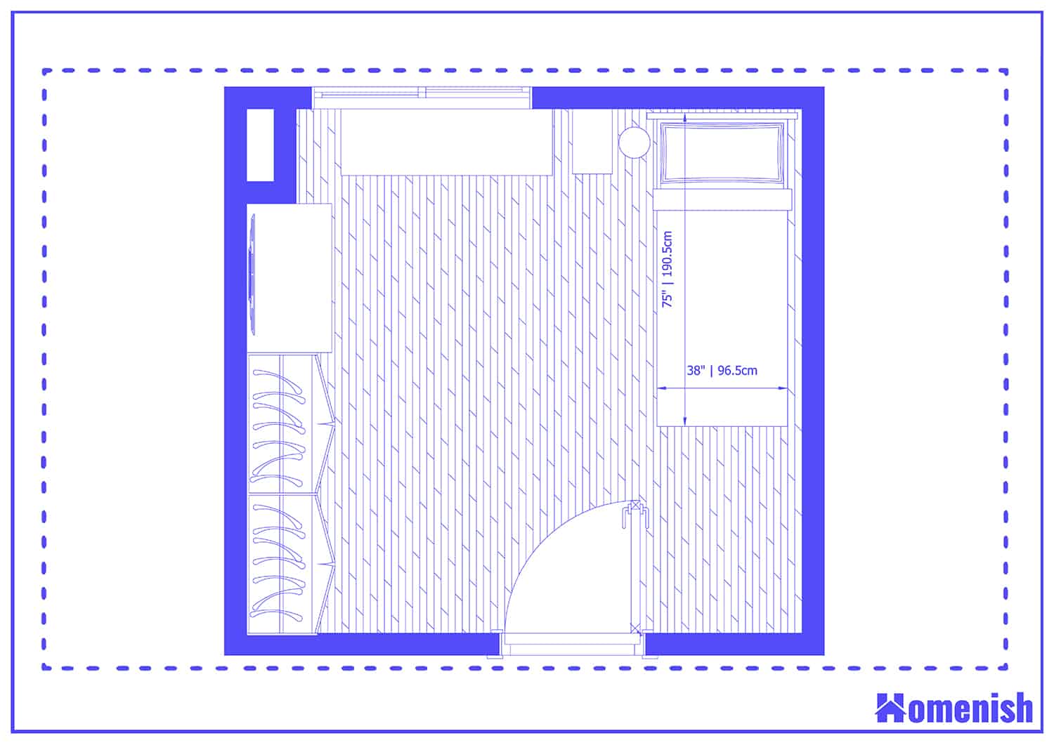 Care Facility Bedroom with a Desk Floor Plan