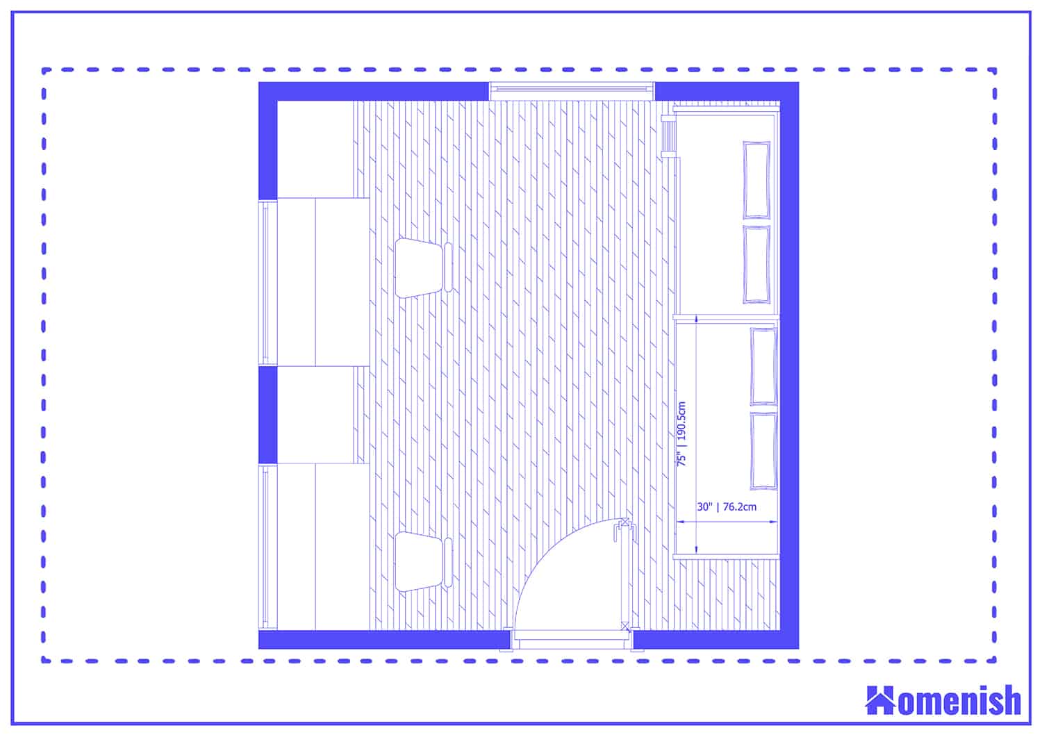 Children's Bedroom with Work Area Floor Plan