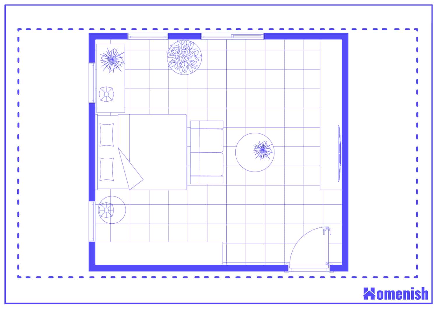 Cozy Bedroom with Small Couch Floor Plan