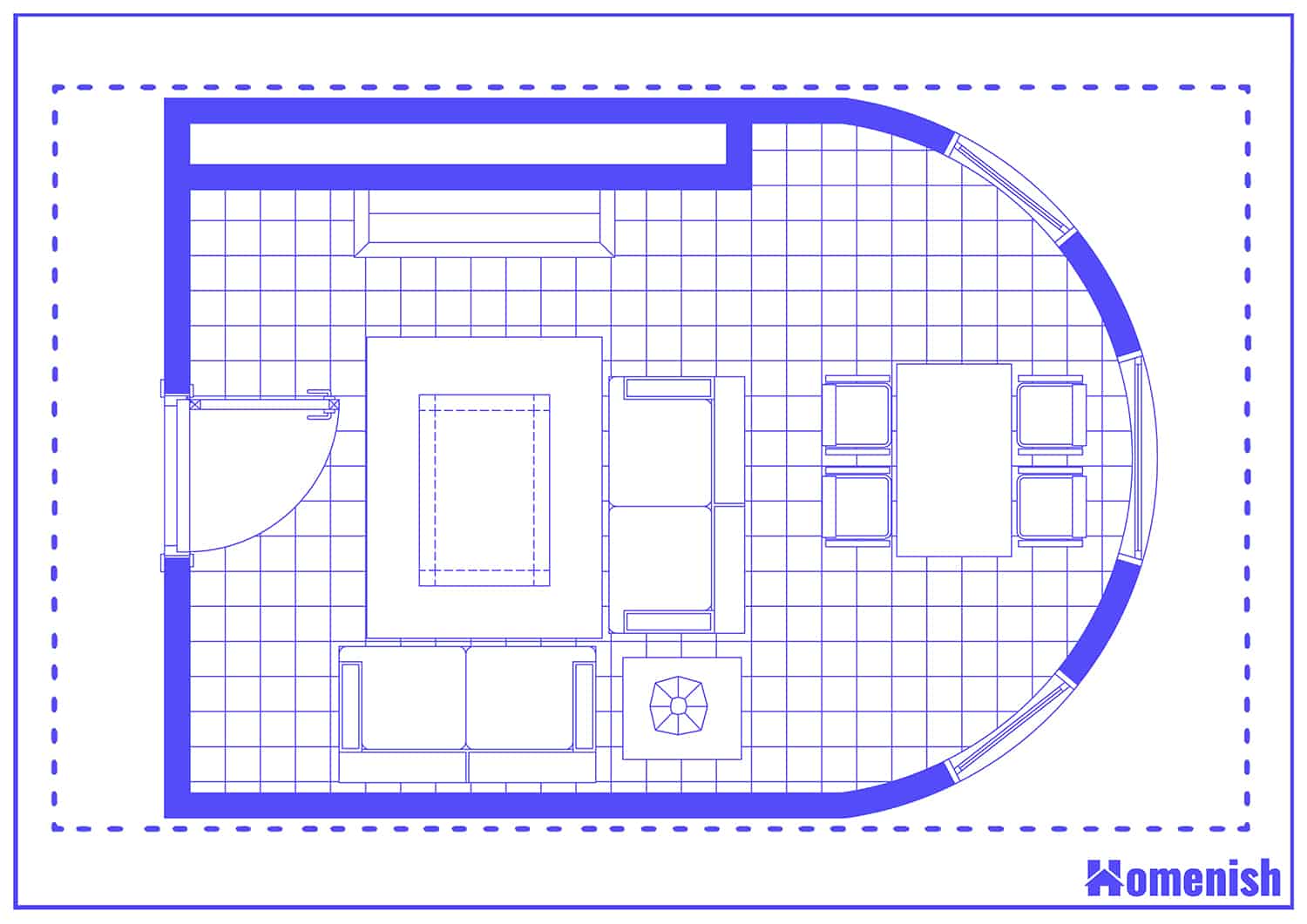 Large Curved Bay Window Layout Floor Plan