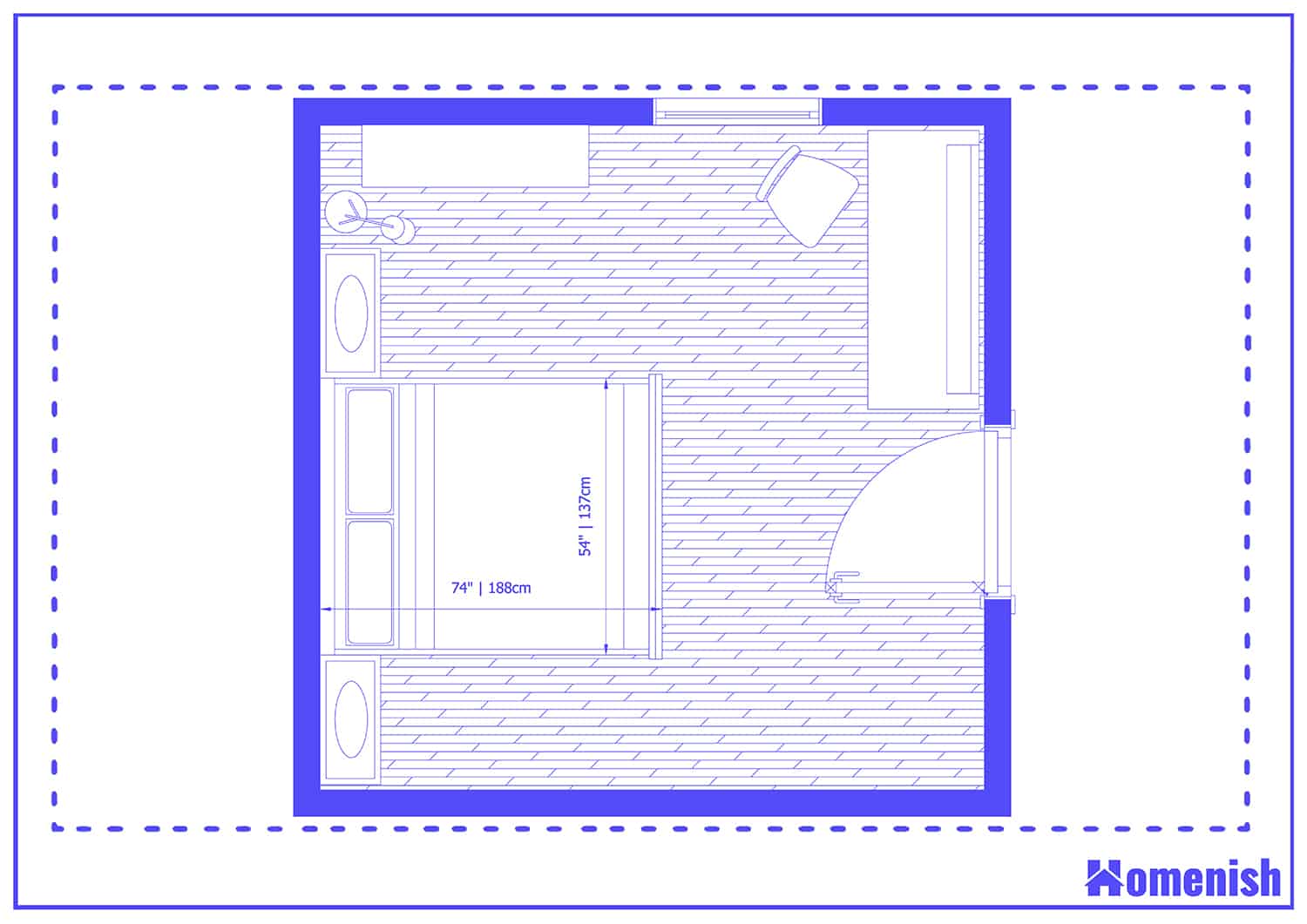 Loft Bedroom with Desk Floor Plan