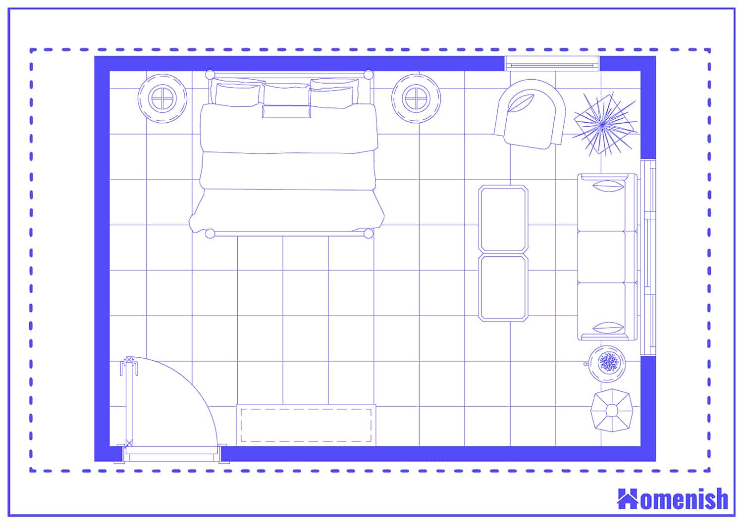 Luxury Bedroom with Corner Fireplace Floor Plan