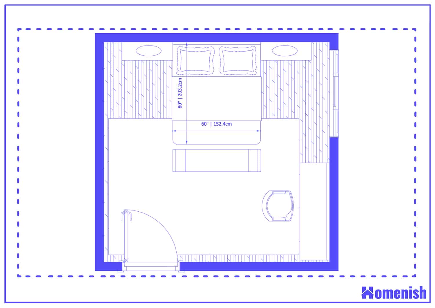 Luxury Bedroom with Desk Floor Plan