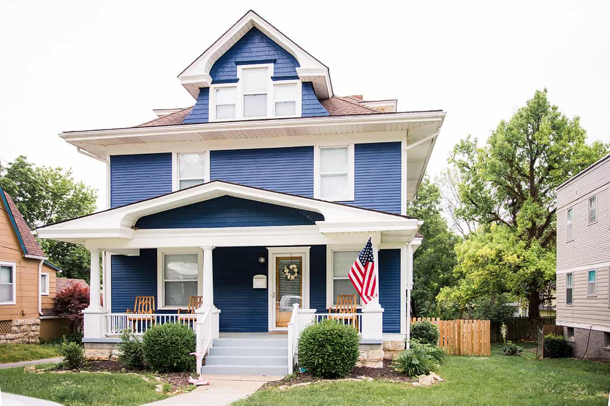 Navy Blue Siding with White Trim