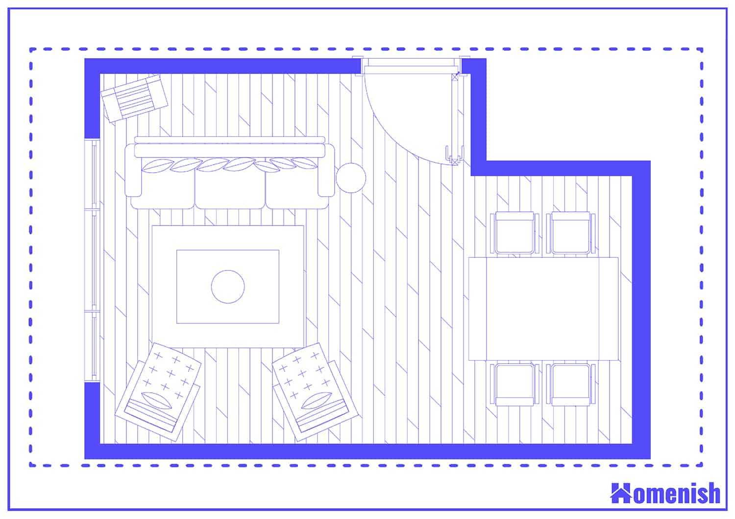 Pretty and Pale Living Room Floor Plan