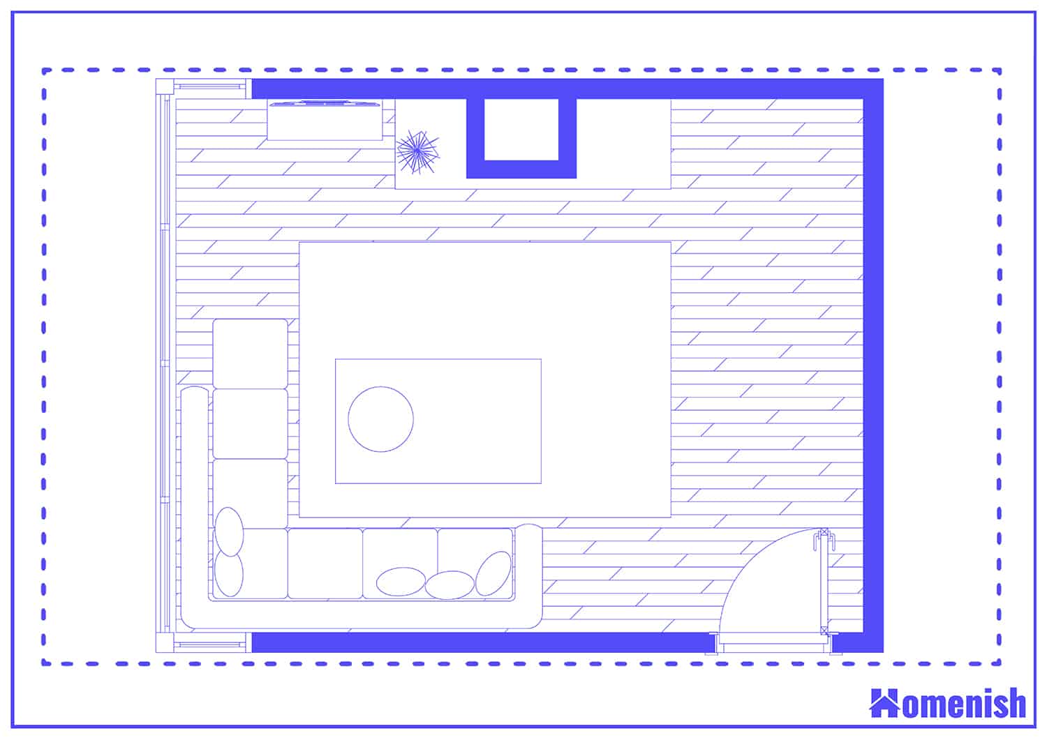 Sectional Sofa in Small Living Room Floor Plan