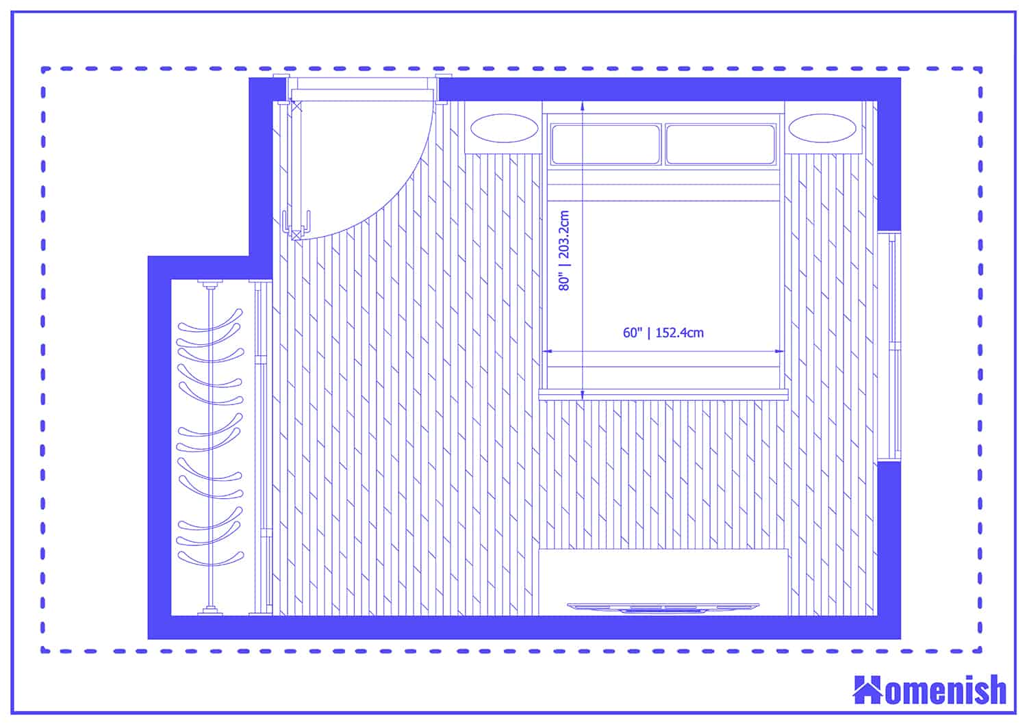 Simple Queen Bed Layout Floor Plan