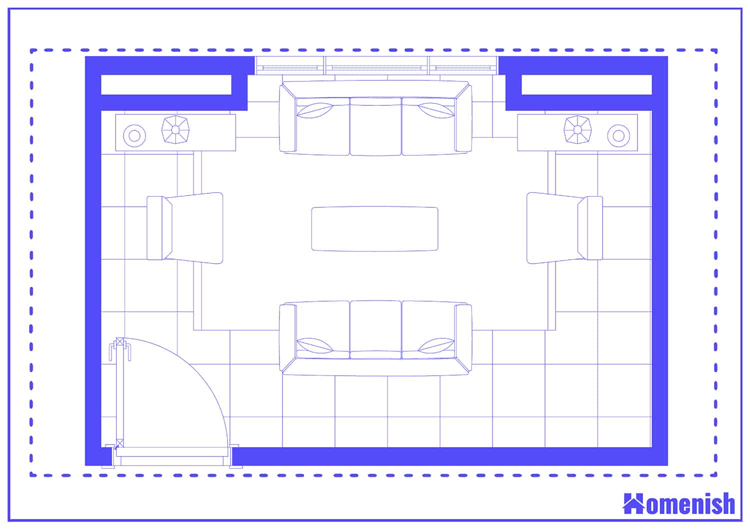 Small and Elegant Living Room Floor Plan