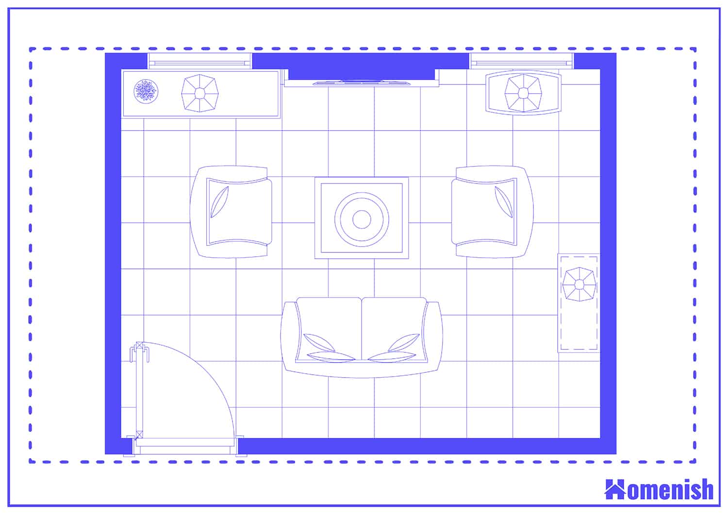 Snug and Comfy Living Room Layout Floor Plan