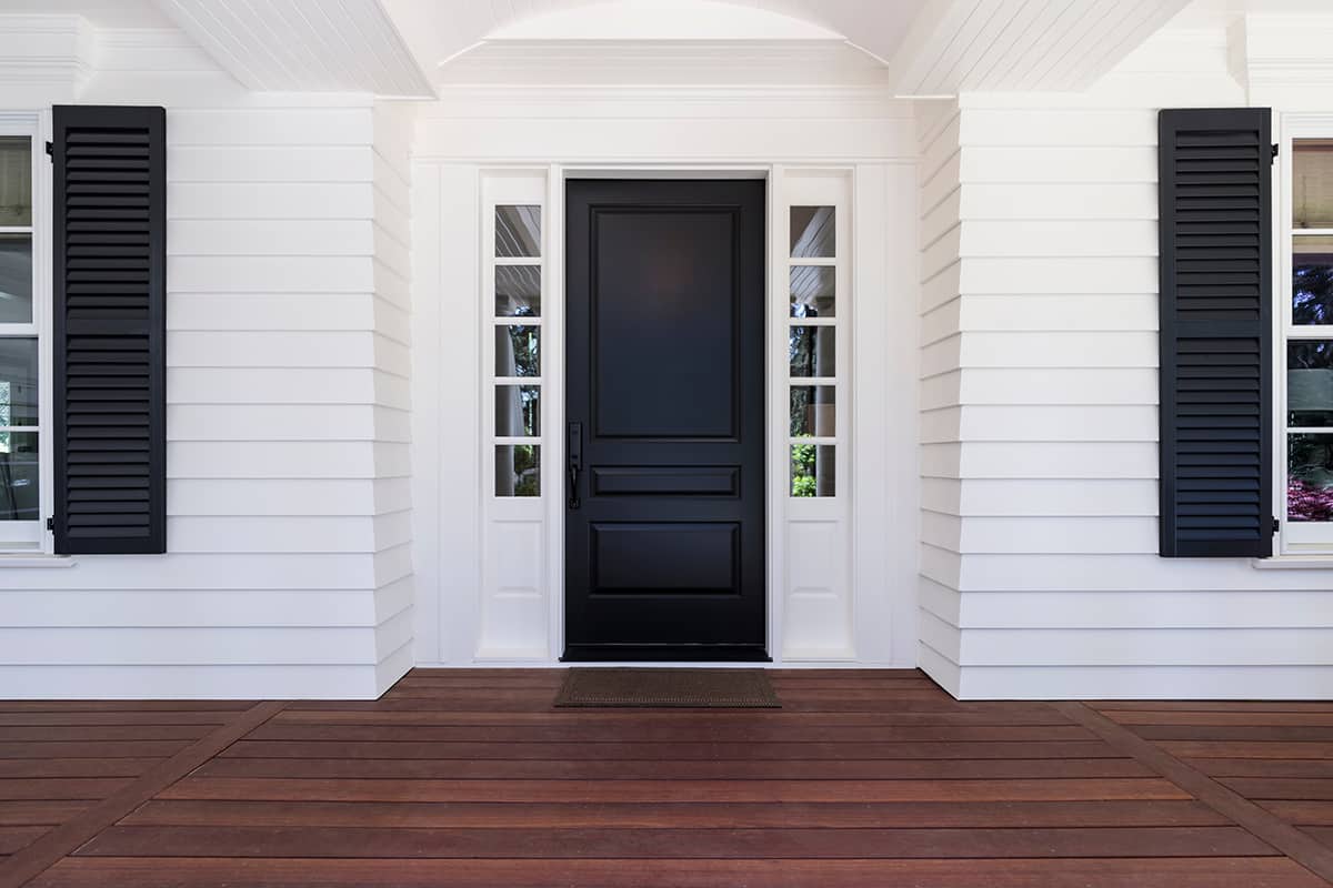 White Exterior with Black Front Door