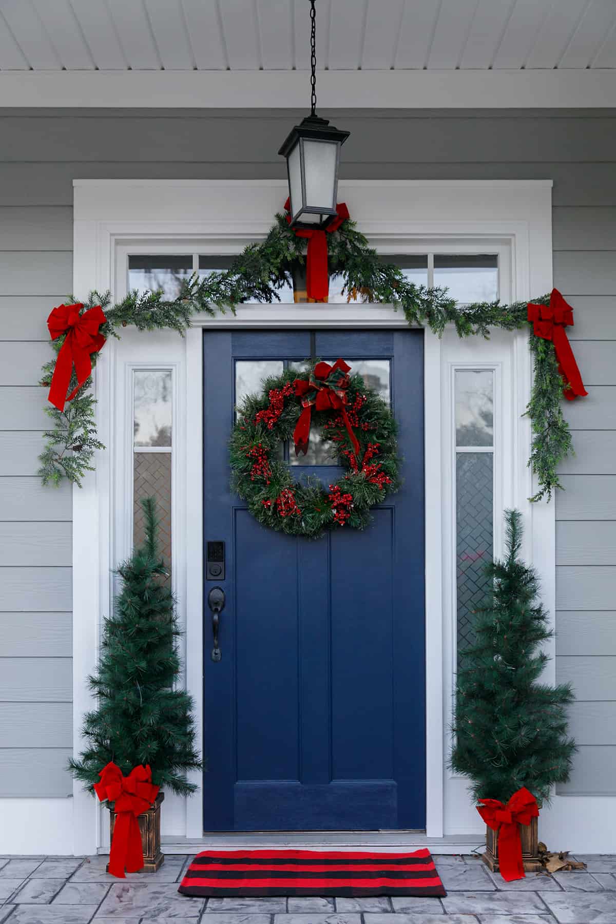 Blue Front Door for Grey House with White Trim