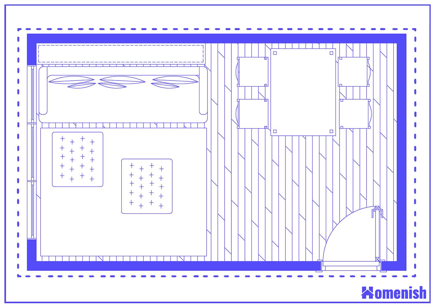 Compact Living Room and Dining Combo Floor Plan