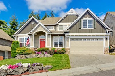 Gray House with Red Door Ideas for a Welcoming Entry