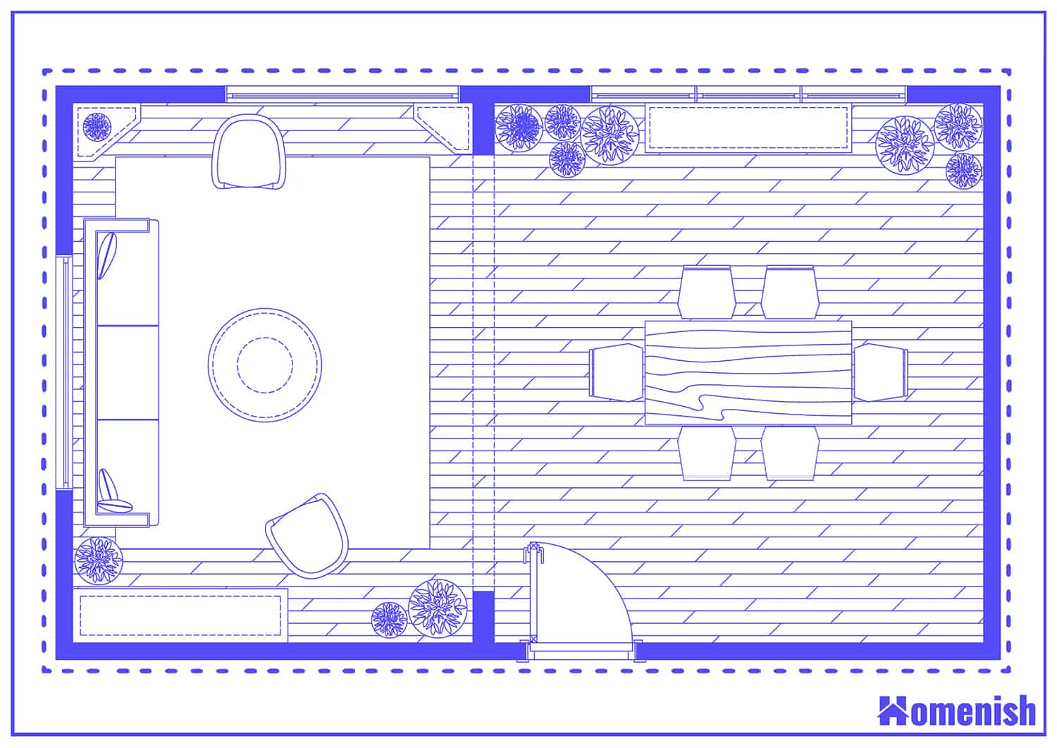 Large Living and Dining Room Layout Floor Plan