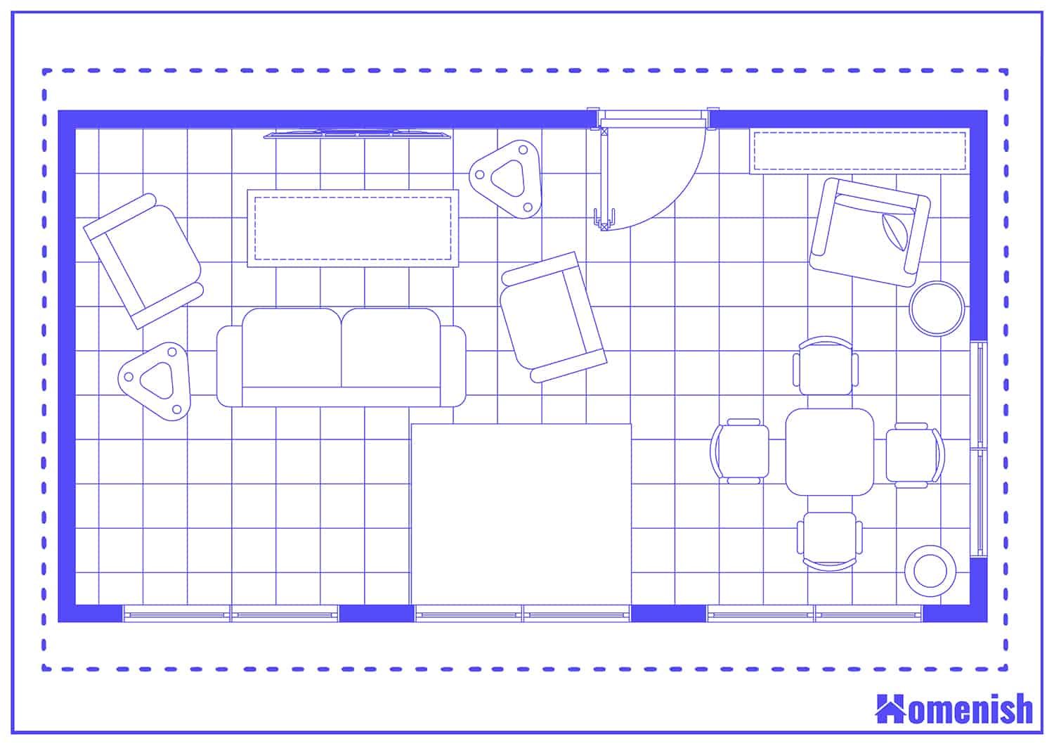 Long and Narrow Living Room Diner Floor Plan
