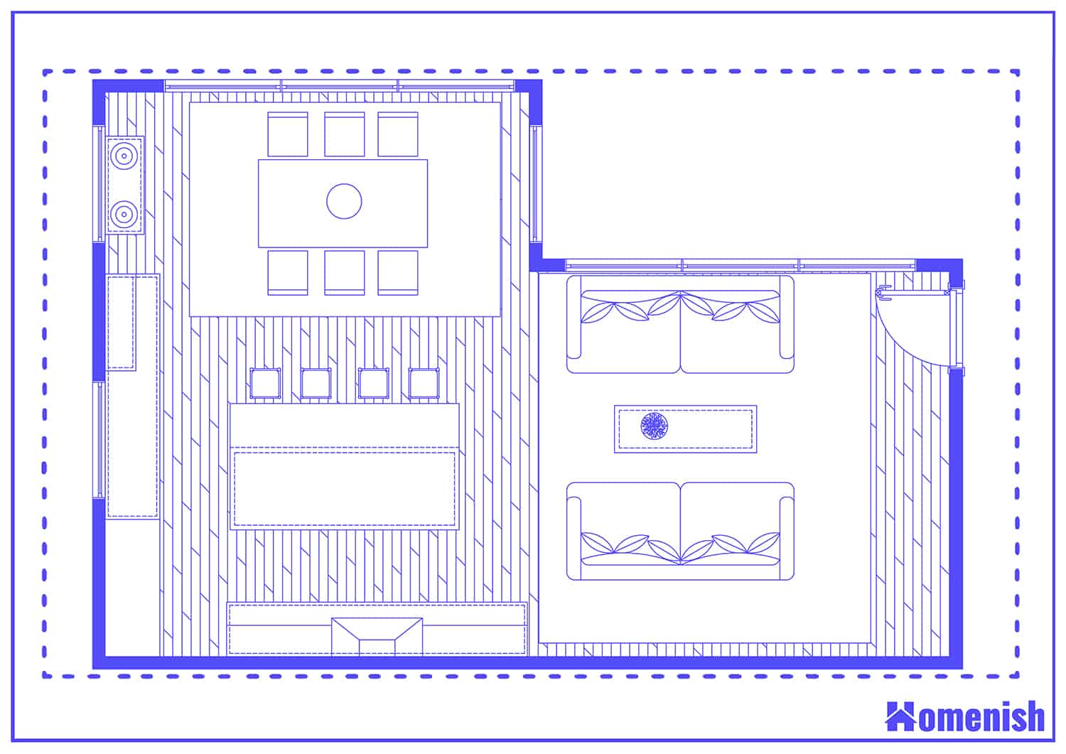 Luxurious Living Space Layout Floor Plan