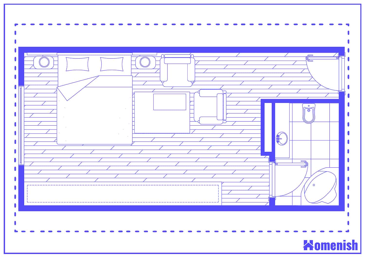 Narrow Studio Apartment Floor Plan