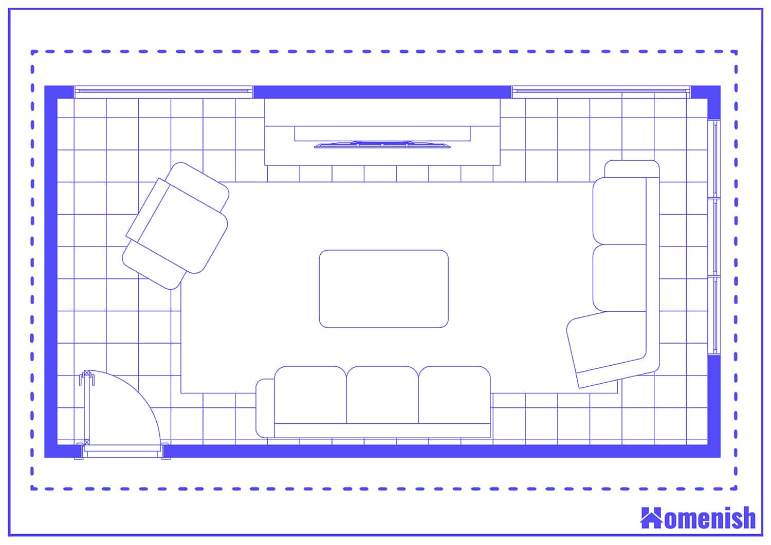 Rectangular Living Room Layout Floor Plan