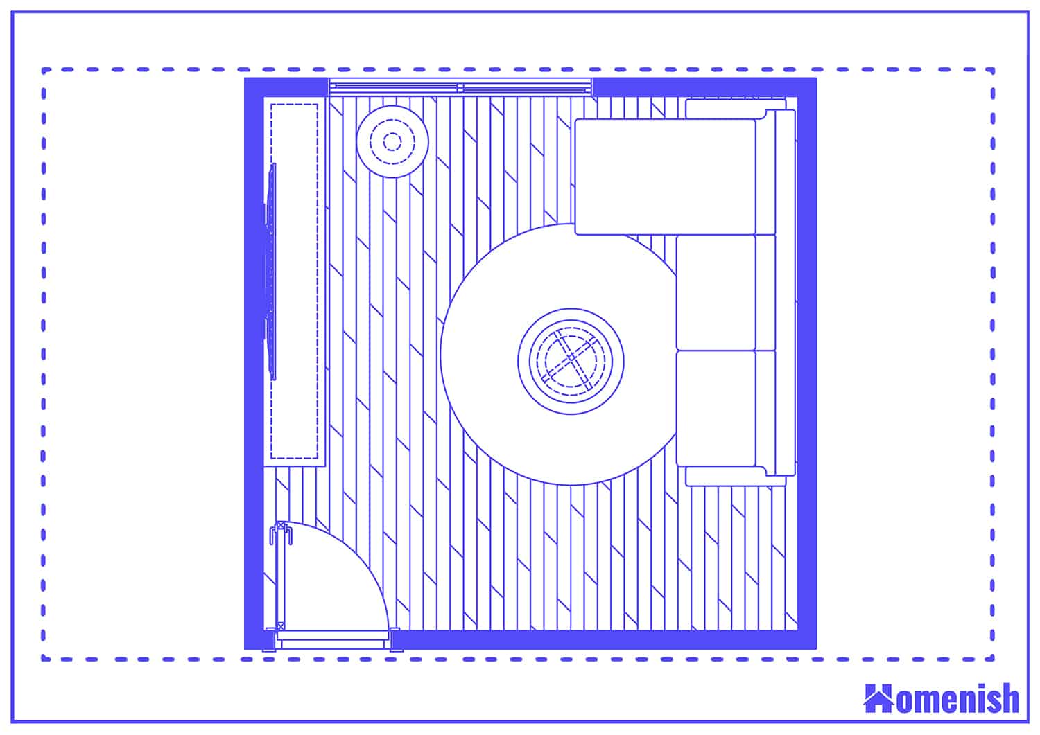 Sectional Sofa in Square Space and floor Plan