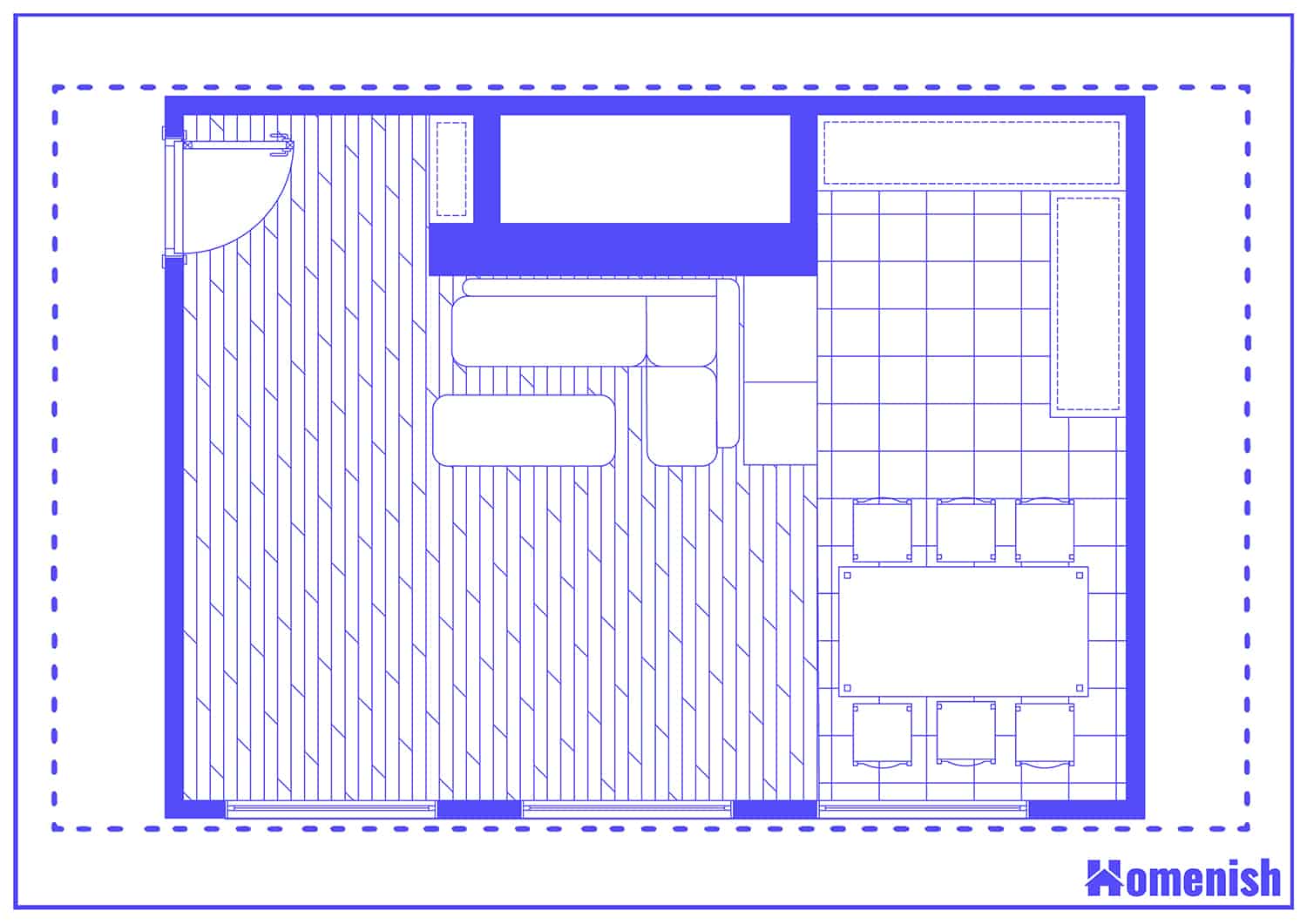 Stylish Open Plan Apartment Layout Floor Plan