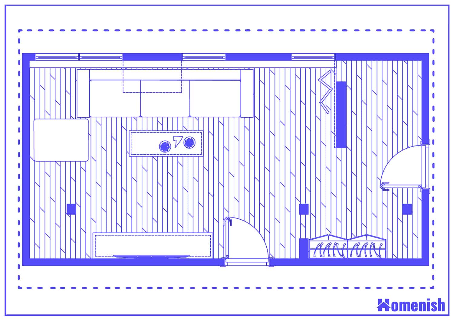 Supporting Beams in Living Room Layout Floor Plan