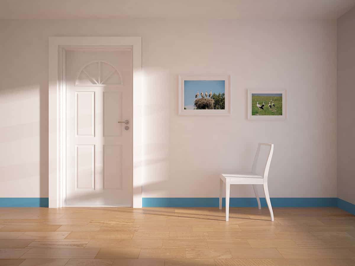 White Wood Trim with Blue Skirting
