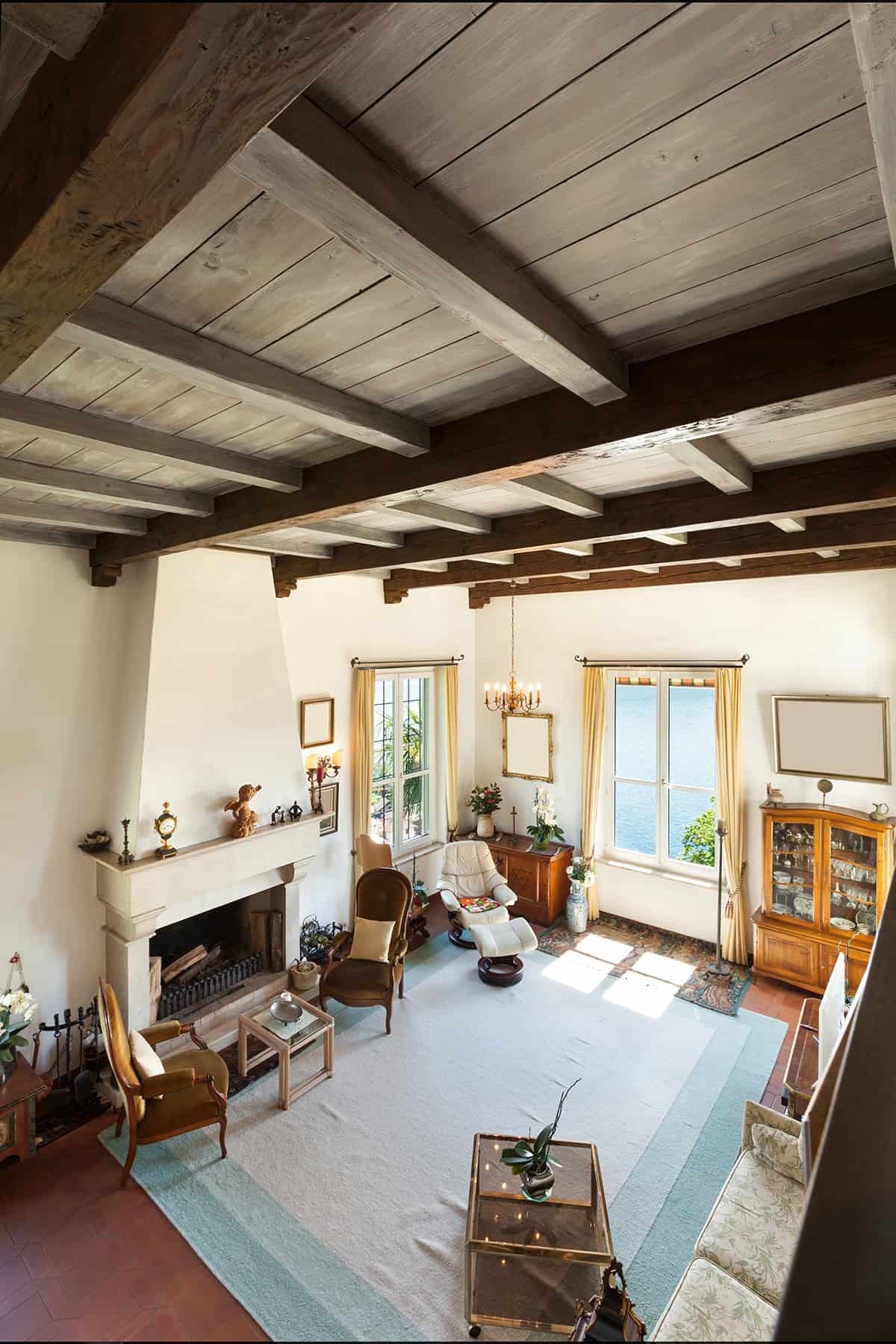 Antique Staircase in Living Room