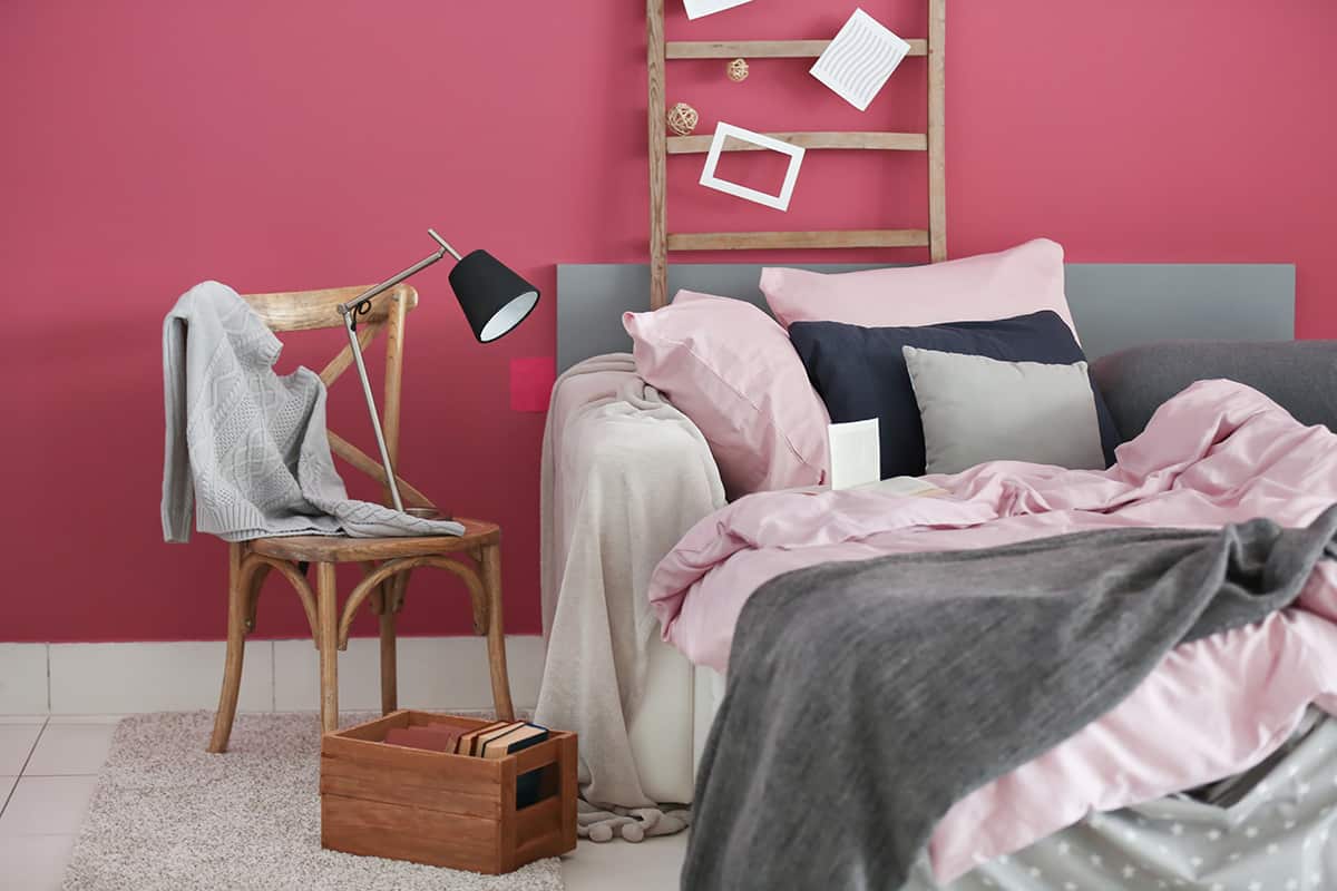 Blush Pink Accent Walls + Gray
