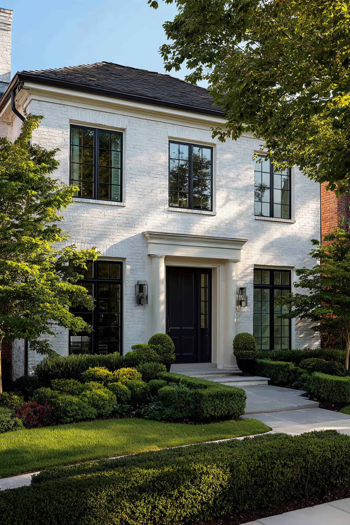 Classic White Brick with Black Window Frames