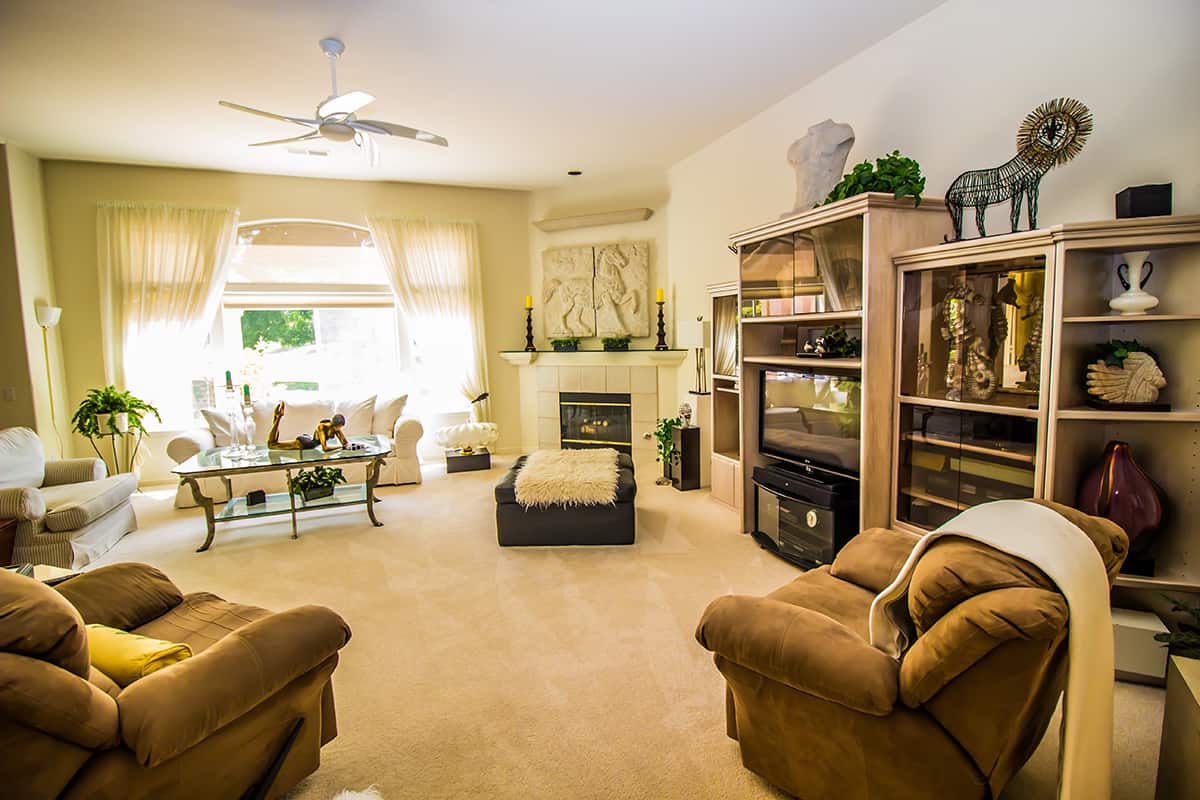 Corner Fireplace in Cozy Living Room