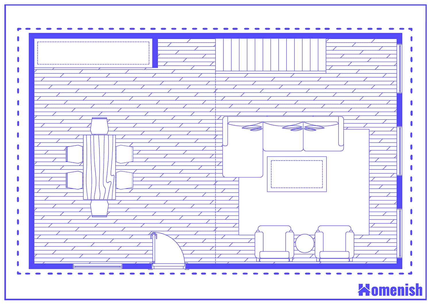 Floating Stairs in Living Room Floor Plan