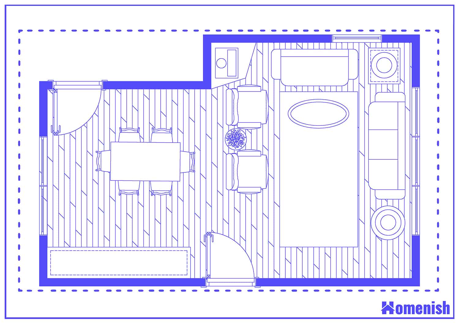 Large Lounge Layout with Recliner Chairs Floor Plan
